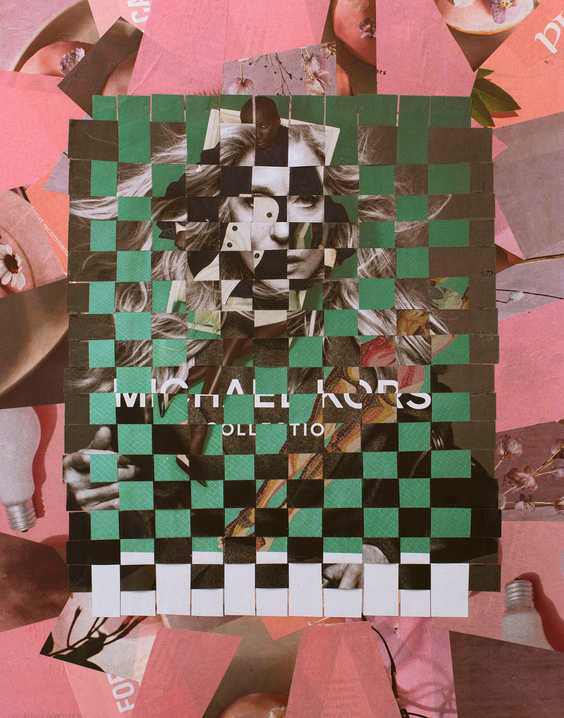 "Ferragamo On My Mind," original collage, 14" x 11"
