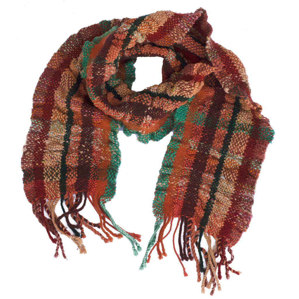 Handwoven and Felted Scarf, "Ruffles," 6 x 48 inches
