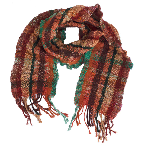 Handwoven and Felted Scarf, "Ruffles," 6 x 48 inches