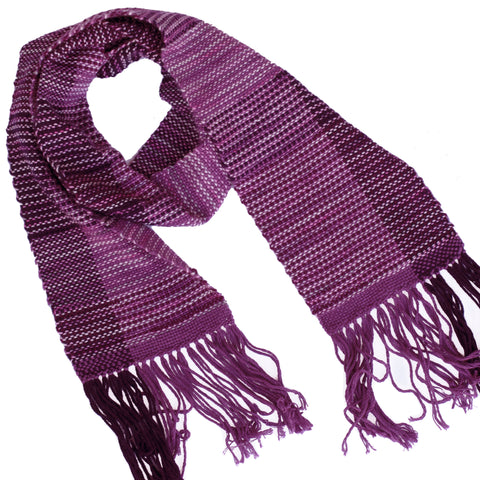 Handwoven Scarf, "Purple Stripe," 6.5" x 55"