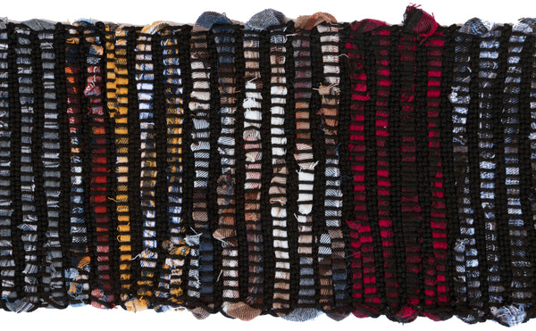 Handwoven Rag Scarf, "Mondrian," 6.5" x 59"