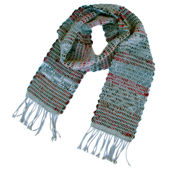 Handwoven Rag Scarf, "Dove Gray," 6.5" x 72"