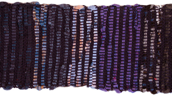 Handwoven Rag Scarf, "Navy Blue," 6.5" x 74"