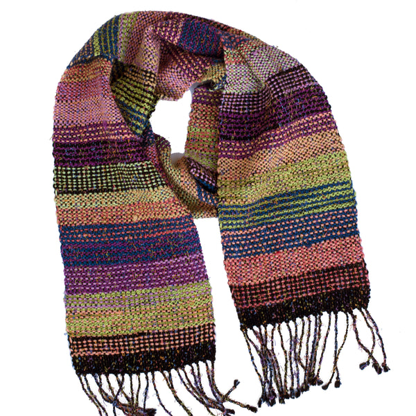 Handwoven Scarf, "Black with Sprinkles," 6.5" x 63"