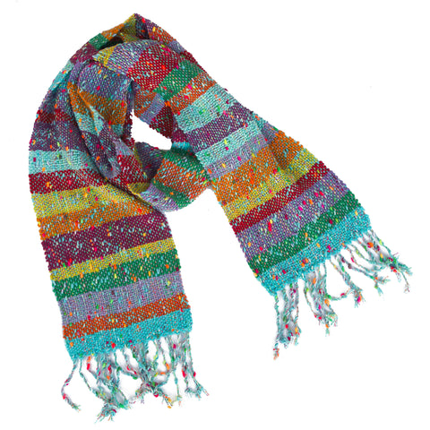 Handwoven Scarf, "Multicolor 2," 6.5" x 60"