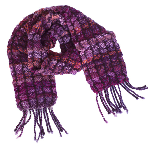 Handwoven and Felted Scarf, "Raspberry Sherbet," 5.5 x 52 inches