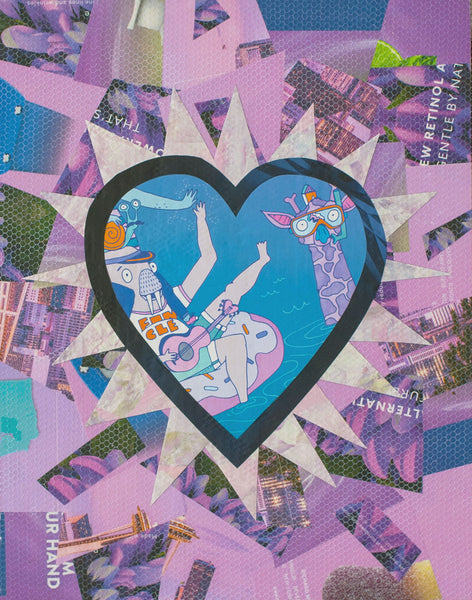 Cassandra Tondro, "Purple Pool Party," original collage