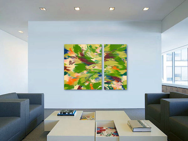 "Spring Break," original painting, diptych, 36" x 48"